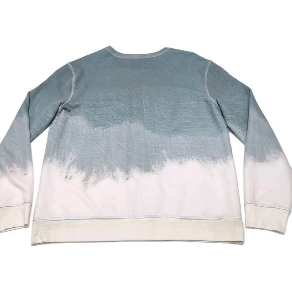 Sol Angeles Fleece Top Mens L Green Ivory Drip Dye Pullover Crew Sweatshirt USA - Picture 6 of 16